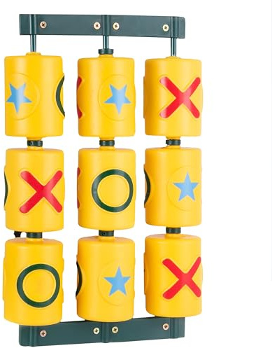 Barcaloo Tic Tac Toe Spinner Activity Panel - Swing Set Accessories - Playground Accessories for Kids Outdoor - Treehouse and Playset Equipment Attachments - Outdoor Tic Tac Toe Set - 12x19 - Yellow