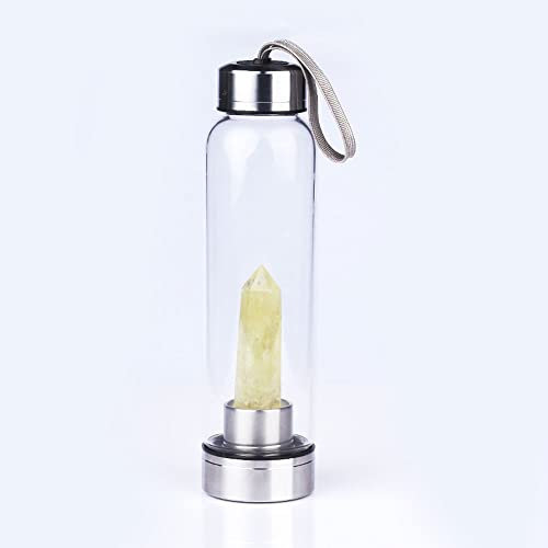 Bottiglia D'acqua Di Cristallo Di Quarzo Con Citrino Bastone Di Bacchetta Di Cristallo Di Quarzo Elisir Elisir Curativo Reiki Obelisco Di Cristallo Bottiglia D'acqua Infusa Di Energia Di Cristallo