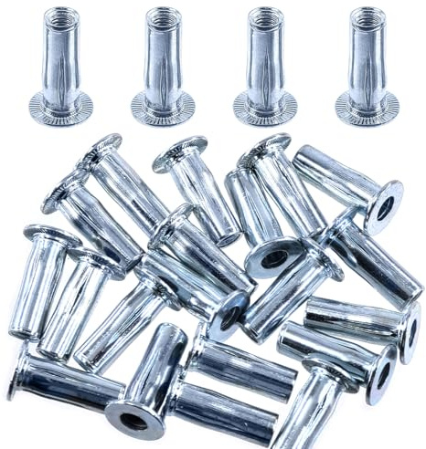 Swpeet 20 st metriska nitmuttrar M6 i vitt kolstål med zinkpläterad multi-grepp plus muttrar, nitar, Bulb Shank, platt huvud, gänginsats, mutter, konstruktion, fästanordningar för