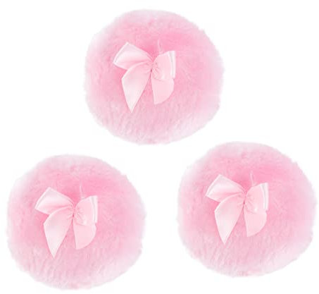 Healeved 6stücke Flauschiger Puderquaste Lange Haar-puderquaste Für Erwachsene Für Babypuder Und Körperpuder Rosa Mit Niedlichem Schleifen-design Waschbar Und Wiederverwendbar