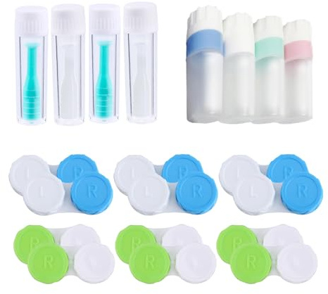 MYSUNBAR 22 Stück Reise Kontaktlinsenbehälter Set, Kontaktlinsen Sauger Weiche Linsen Hygiene, Kontaktlinsen Pinzetten mit Saugnapf Set