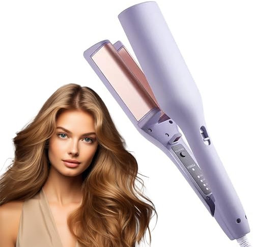 YANGUN Rommantic French Egg Roll Curling Iron, Egg-Roll Hairstyle Water Ripple V-Shaped, Curling Wand Hair Curler Crimper Hair Waver Styling Tools, Egg Roll Hair Waving Iron for Perfect Waves (Purple)
