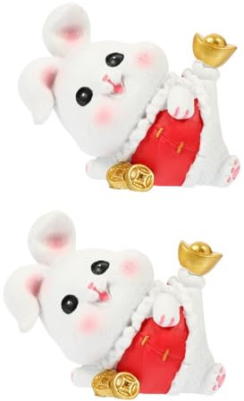 Cabilock 2 Stück Großohriges Kaninchen Ornament Hasen Statue Hasenstatuen Miniatur Tier Tischdekoration Niedliches Tierstatue Auto Innendekoration Pilz Auto Spielzeug