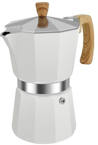 MENIBBLER Stovetop Espresso Maker, 6 Cups 300ml Italian Coffee Maker, Espresso Machine for Ground Coffee, Detachable Espresso Moka Pot Portable Espresso Pot for Coffee Lovers White