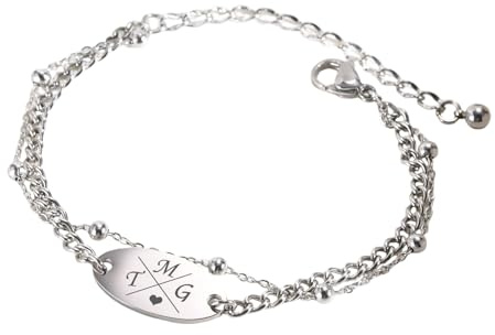 XUANPAI Armband mit Gravur Buchstaben - Trauzeugin Armband Personalisiertes Freundschaftsarmband mit Namen Schwester Geschenk Armbänder Damen Mädchen beste Freundin Schwesterherz Mutter und Tochter