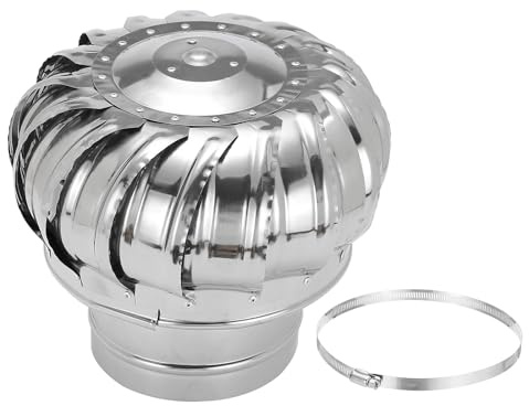 PATIKIL 6.3 Inch Exhaust Cap Roof Flue Vent Stainless Steel Roof Vent Wind Turbine Cap Cover Round Rotation Flue Vent for Outside Chimney Cover Flue Caps