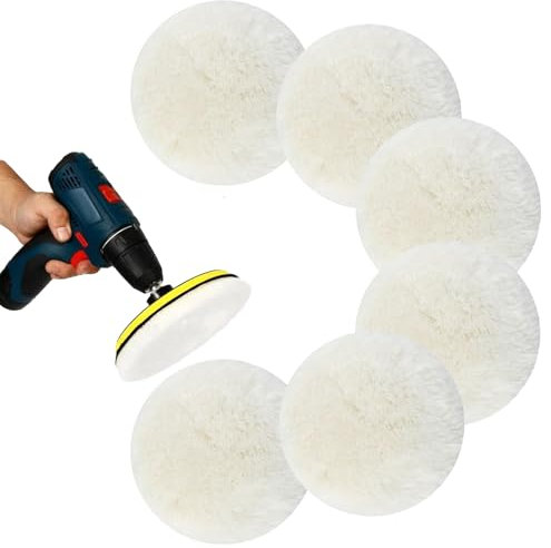 Bosch Pack of 6 Polishing Lambswool Discs, 125 mm Polishing Pads, Compatible with Random Orbital Sanders, Car and Cork Covers with Velcro
