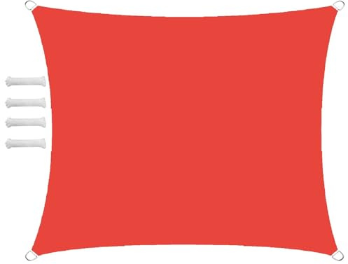 Sonnensegel Wasserdicht Rechteckig 4x5m Sonnensegel Balkon Sonnenschutz 95% UV Schutz Windschutz für Balkon Garten,mit Ösen und Befestigungsseile Rot