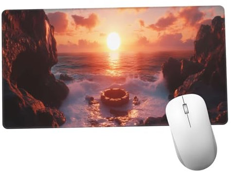 Amarillo Alfombrilla Ratón 600x300x3mm Alfombrilla Raton XXL con Base de Goma Antideslizante, Lavable, Accesorios Gaming Atardecer, Ordenador Gamer Regalos, Mouse Pad Gaming Mejora La Velocida Y1100