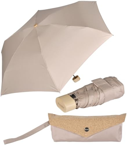 Doppler Nature Mini Cork Regenschirm mit Tasche - extem leicht und klein