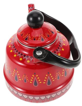 Zerodeko Tetera Esmaltada Roja de 2.5l con Diseño Antiguo y Tapa Fácil de Abrir, Hervidor para Té Suelto Adecuado para Uso Doméstico en Cocina