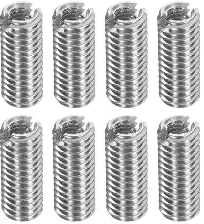 sourcing map Lot de 8 inserts filetés en acier inoxydable M5 x 0,8 mâle vers M3 x 0,5 femelle - Adaptateurs de filetage de 12 mm de long - Vis de réparation pour bois dur et tendre