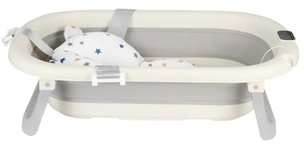 Baignoire Bebe Pliable Coussin Pour Bain Douche Begnoire Enfant Antiderapant Bouchon Confort Voyage 0-3 ans sur Pied Bathtub- Facile d'utilisation- A-43 * 71 * 18,5 cm (gris)
