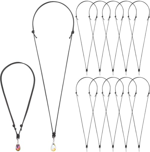 SUNNYCLUE 1 scatola Da 20 pezzi di Collana con Cordino Nero Regolabile, Collana In Corda Cerata Da 14 a 27 pollici, Girocollo In Poliestere con Doppio Nodo e Cauzione In Ottone Argentato per La Creazi