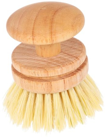 Healifty Wooden Handle Pot Bowl Brush Natural Bristle Dish Cleaning Brush Interchangeable Heads for Kitchen