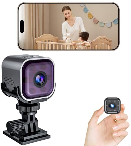 WLAN minikamera 1080P 2,4 GHz HD övervakningskamera inomhus säkerhetskamera live överföring mobiltelefon app med rörelsedetektor mörkerseende moln minne TF-minne 2-vägs ljud för hem butik hem