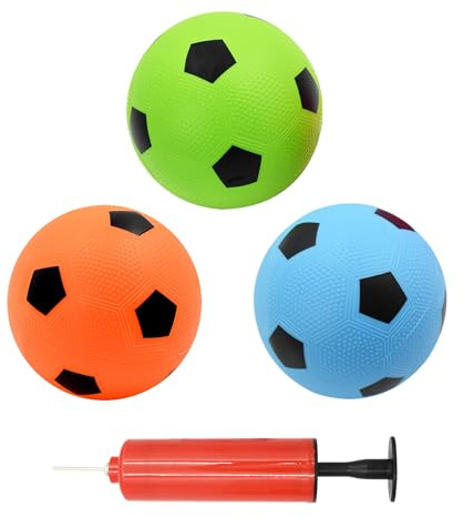 Coriver 3 Pack Petit Ballon de Football -15 cm Ballon de Football en 3 Couleurs, Petit Ball de Plage pour Piscine d'été, Jeu de Sport d'extérieur et d'intérieur pour Enfants (2.Orange+Bleu+Vert)