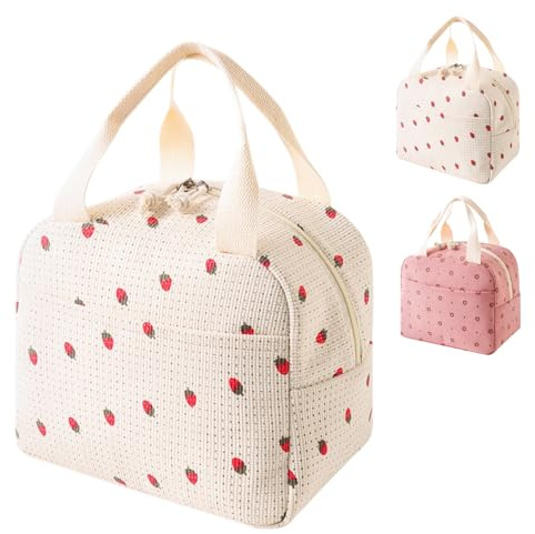 Aiuuee Sac Isotherme Repas Femme, 10 L Glaciere Souple Isothermes Etanche, Sac Lunch Pliable, Portable Lunch Bag Isotherme Sac Pique Nique École Bureau (Beige)