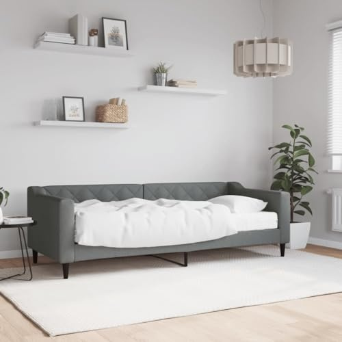 Teenpull Dunkelgraues Polster Tagesbett mit Matratze, 80x200 cm Schlafsofa Bettrahmen aus Holz & Metall, vielseitiges modernes Möbel für Gästezimmer, Wohn- und Schlafzimmer, stabil & komfortabel