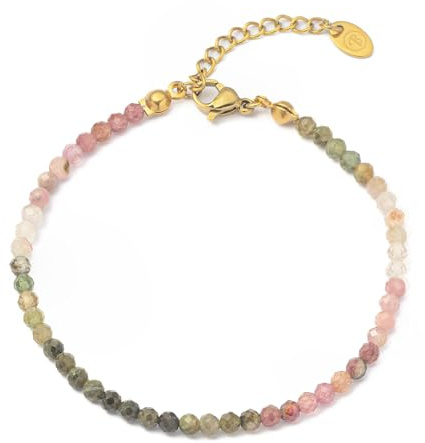 BERGERLIN Naturstein Perlenarmband Damen Herren, Silber/Gold | Naturstein Armband Damen & Herren: Armband Gold/Silber mit echten Heilsteinen – vom deutschen Prüflabor bestätigt.