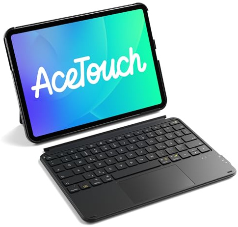 Inateck Hülle mit Tastatur,Ultraleichte Tastatur für iPad 10/11 Generation A16 2025 11 Zoll,iPad Air 11 M3/M2 (2025/2024),Air 5/4,Pro 11 4/3/2/1,Abnehmbar, mit Touchpad, QWERTZ, AceTouch KB04122