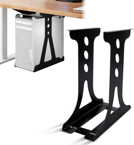 PC-hållare under skrivbord, för de flesta datorhölje, justerbar PC-hållare, skrivbord upp till 35 kg för de flesta värdar (svart)