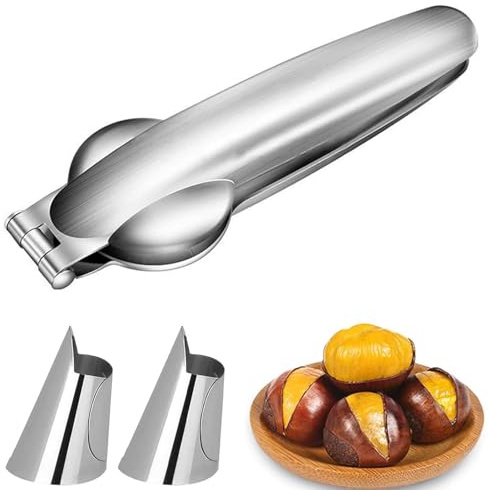 Cortador de Castañas de Acero Inoxidable,Pinzas para Cortar Castañas Tijera Multifunción para Castañas,Aplica Descascarillado Rápido Nueces, Avellanas Almendras