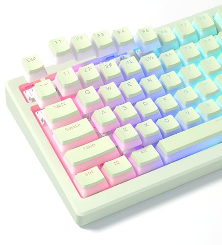 Womier Mechanical Keybaord Keycaps Pudding, PBT Green Keycaps, Shine Through Key Cap Cute, OEM Profile for 60 65 75 100 Percent 130 Keys MX-stem Switches Keyboard Caps-Matcha Green