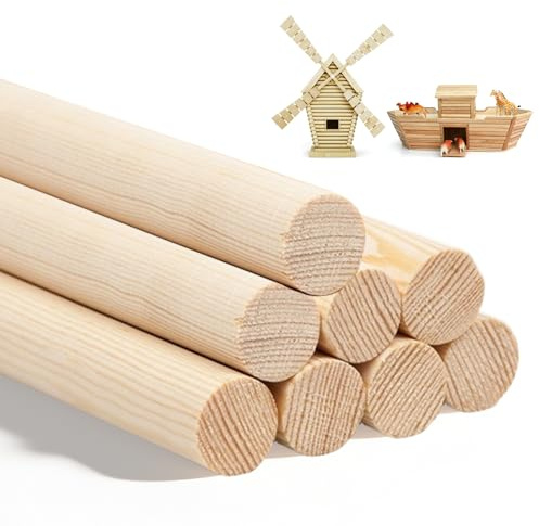 8 Stück Holzstäbe rund natur Holzstäbe, Holzstock aus Massiv-Holz Rundstab | holz Holzstange 2cm × 30cm Rundholz Holzstäbchen Runde Makramee-Holzstäbe für Kunst und DIY Handwerk und Deko