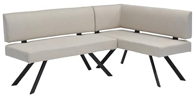 byLIVING Eckbank Toronto, Taschenfederkern, Bezug in Taupe, Gestell schwarz