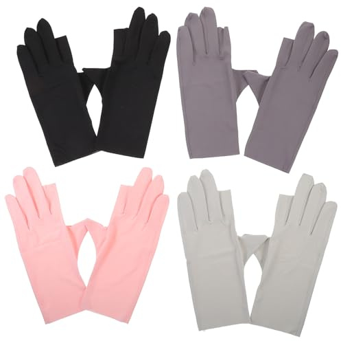 ifundom Guantes de Protección UV y sin Dedos para Manicura 4 Pares de Guantes de Chinlon Transpirables Que Permiten Movimiento Libre Protegen la