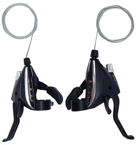 Set di leve per bicicletta a 18 marce, set di leve del cambio a rotazione 3 x 6 marce con manopole, coppia di controllo del manubrio, per mountain bike, bici pieghevole, guida quotidiana, fitness