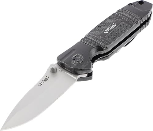 Walther Silver Tac Knife Klappmesser, Assisted Opener | Linerlock, Glasbrecher und beidseitig montierbarem Clip