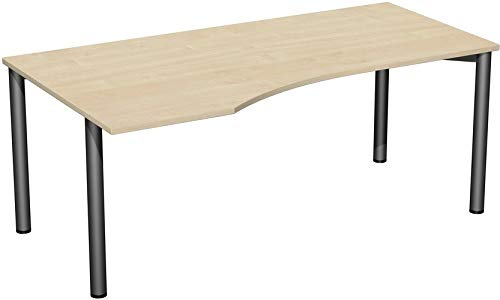 Gera Möbel 4 Fuß Flex Schreibtisch, Holzdekor, ahorn/anthrazit, 180 x 100 x 72 cm