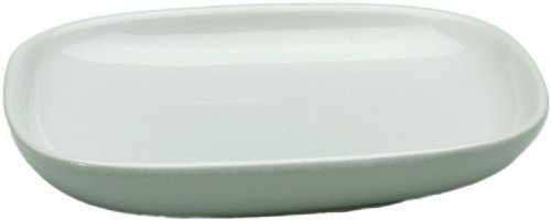 Alessi REB01/77 LG Stoneware Set da 4 Sottotazze da caffè Ovale, in Ceramica, Grigio Chiaro