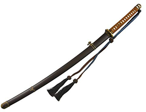 DerShogun WW2 Katana Samuraischwert 106 cm – Shin-Gunto - scharfe Klinge | Design eines japanischen Militärschwerts inkl. Verriegelungsmechanismus -1045 Carbonstahl