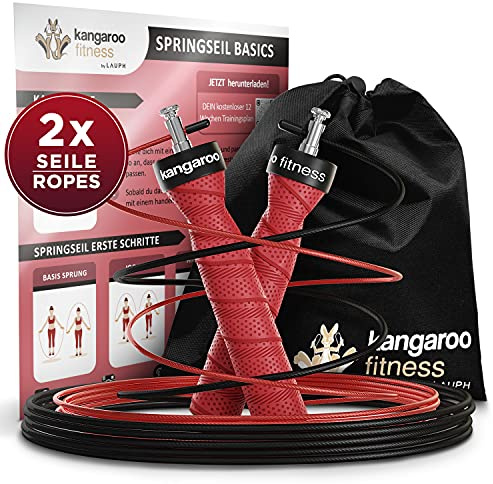 Springseil für Erwachsene Fitness mit Trainingsplan Bonus Seil Tasche - Speed Rope Springseil Boxen Crossfit Sport Sprungseil Erwachsener Boxer - Springseile Skipping Jump Rope Seil Seilspringen