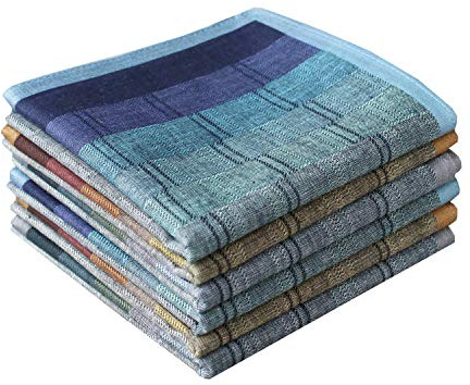 Mens Luxury 100% Cotton Handkerchiefs Plaid 12PCS