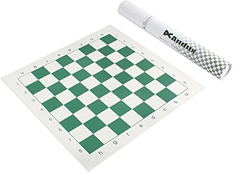 Andux Rollbares Schachbrett, nur Schachbrett XQQP-01 (Grün,35x35cm) | Reißfestes Vinyl-Schachbrett, für Erwachsene und Jugendliche, für die Freizeit nach der Schule, für Turniere, nur Schachbrett