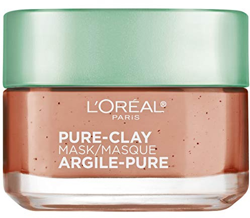 L'Oreal Paris Skincare Pure Clay Face Mask with Red Algae for Clogged Pores to Exfoliate And Refine Pores, Clay Mask, at home face mask, 1.7 oz.
