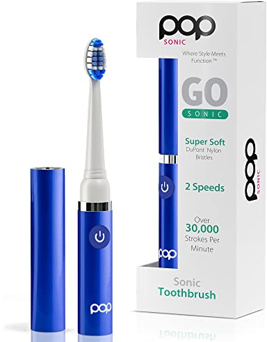 Pop Sonic Electric Toothbrush (Royal Blue) - Travel Toothbrushes w/AAA Battery | Kids Electric Toothbrushes with 2 Speed & 15,000-30,000 Strokes/Minute, Dupont Nylon Bristles