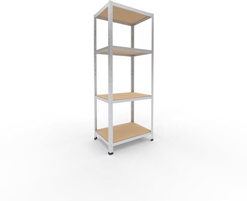 shelfplaza Home 180x70x50cm Schwerlastregal verzinkt mit 4 Böden x 175kg | Kellerregal · Lagerregal · Metallregal · Regale für Kellerraum · Steckregal · Abstellraum Regal