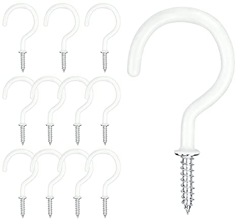 12 pz vite occhio ganci da soffitto a tazza ganci Ganci in acciaio rivestito in plastica, colore: Bianco