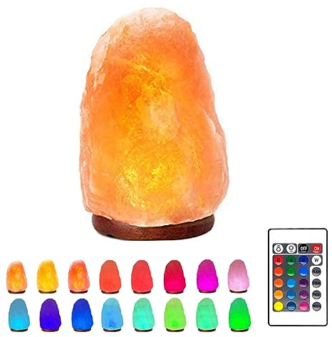 gudong Himalayan Crystal Rock Salt Lamp 16 Colors with Remote Control Prime Quality 100% Original Natural USB Pink Himalayan Salt Lamp,Handcrafted with Wooden Base (4.7 inch 1.5 lbs)