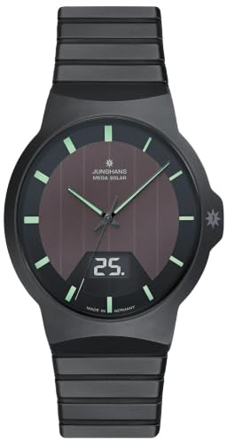 JUNGHANS Funk-Solaruhr für Herren Force Mega 18/1938.44 | mattes schwarzes Keramik-Gehäuse,