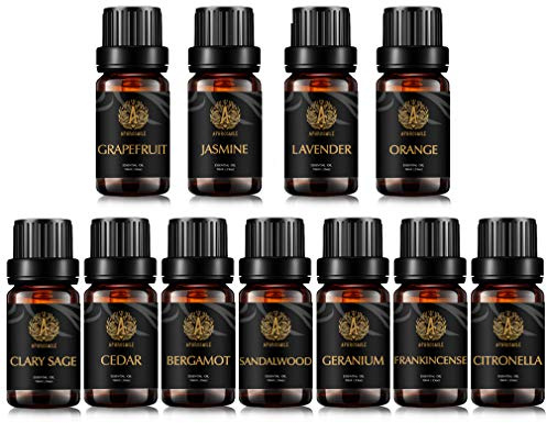 Aromaterapia Cedro aceite esencial set para difusor, 100% puro pomelo aceite esencial kit para humidificador, 11X10mlaceites esenciales Set - Clary Sage, geranio, jazmín aceite etc