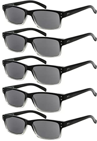 Eyekepper 5er Pack Lese-Sonnenbrillen für Männer Grau getönte Gläser Leser +1,50