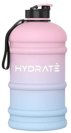 HYDRATE - Botella de agua XL para gimnasio para hombres, perfecta para hidratación, botella deportiva grande con tapa abatible con sello de silicona a prueba de fugas, sin BPA, botella reutilizable,