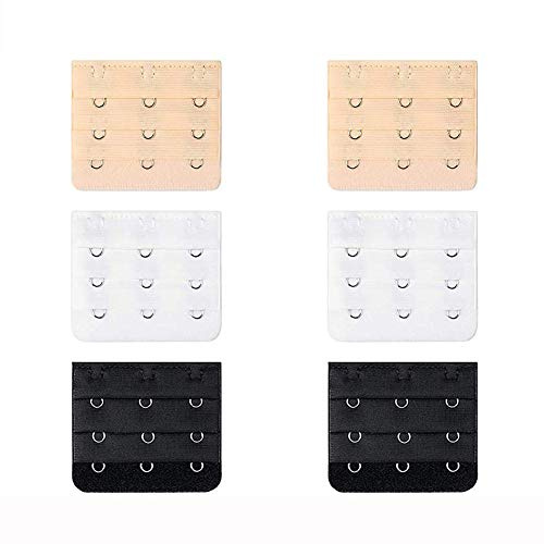 Bra Extender Set - 6 Pack Soft & Comfortable Bra Extensions (White/Black/Nude) - Universal Fit for Women's Bras, Underwire & Plus Size - Easy to Use