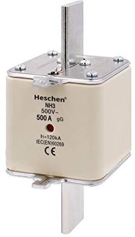 Heschen NH-Sicherungseinsatz, NH3, 500A, gG, Frontanzeige, Kombi-Melder